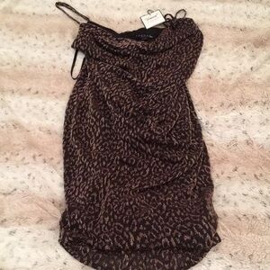 Laundry By Shelli Segal Brown Ruched Mini Slip Dress